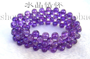 纯天然紫水晶手链，紫晶手链紫水晶手排直径6mm宽2.1cm