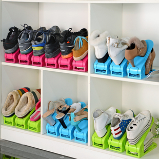 鞋架套装双层塑料鞋整理一体节省空间可调鞋托衣柜分层置物收纳架