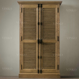 VINKO莫高家居出口美国/法式复古实木家具/赛特橡木百叶衣柜