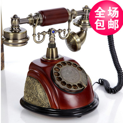 包邮 座机创意时尚欧式电话机 复古仿木电话机 仿古电话机 促销