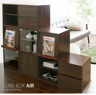 日式简约风储物柜 简易自由组书柜 高档胡桃木色电视柜QH22022