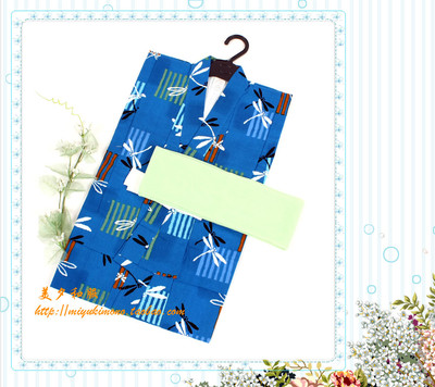 【美夕和服】男士儿童日本和服浴衣套装5-6岁 蓝蜻蜓