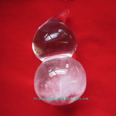 开光 正品纯天然白水晶葫芦摆件   8.5cm