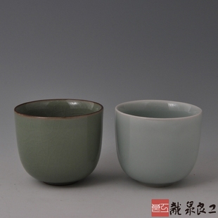 特价龙泉青瓷办公杯茶杯高档陶瓷礼品日式茶具茶道哥弟梅花对杯