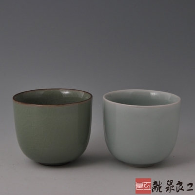 特价龙泉青瓷办公杯茶杯高档陶瓷礼品日式茶具茶道哥弟梅花对杯