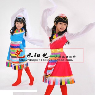 民族舞蹈演出服藏族服装 藏族舞蹈服装／水袖舞短款藏族演出服 女