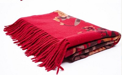 上海故事专柜正品 羊毛加厚实长方形粗纺披肩围巾两用女秋冬