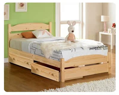 儿童床实木单人床1米1.2 双人床1.5 1.8 松木床特价包邮