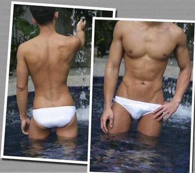夏季男士紧身低腰白色三角泳裤性感泳衣泳装游泳裤短裤 漂流泳裤
