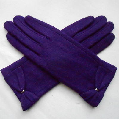 羊绒手套高档女士韩版保暖蝴蝶结羊毛保暖彩色时尚可爱手套