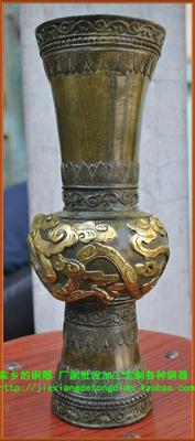 纯铜盘龙花瓶龙凤花瓶 仿古青铜器手工艺品摆件厂家促销结婚礼物