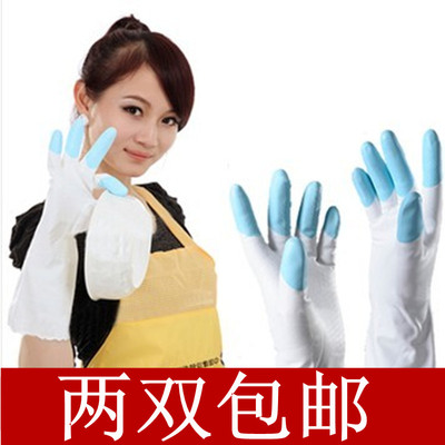 手护神鲨鱼油橡胶植绒手套塑 乳胶皮洗碗洗衣服家务防水加厚