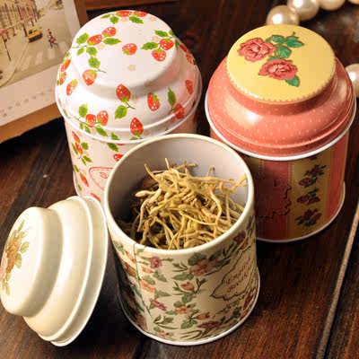 日式清新田园风茶叶罐精致迷你马口铁茶叶罐杂物罐子糖果铁盒