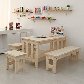 松木多功能餐桌椅实木餐桌松木餐桌组合长方形桌松木长凳饭桌