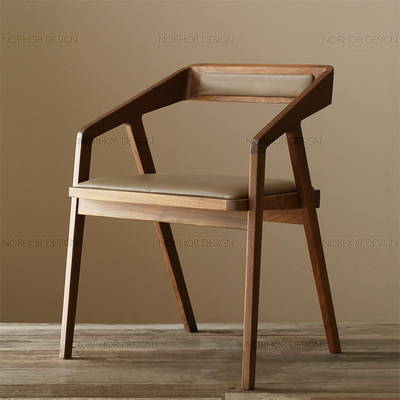 欧式餐厅桌椅复古实木咖啡厅简约现代休闲椅客厅沙发单人靠背椅子