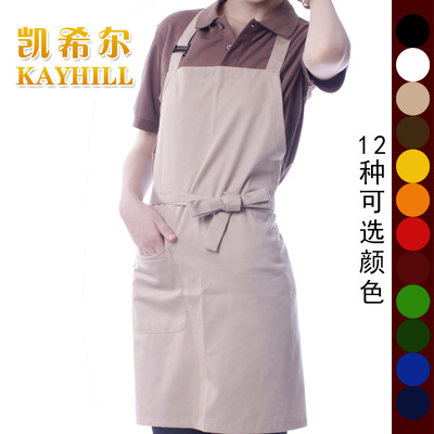 凯希尔高档挂脖短围裙中西餐厅厨师围裙 男女服务员厨房围裙