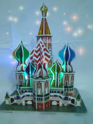 带灯光3D立体拼图圣瓦西里大教堂建筑模型益智玩具儿童拼图