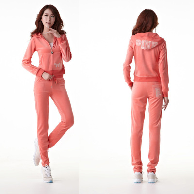 2013新款女装贴布烫钻韩国pink天鹅绒小脚裤套装运动休闲卫衣套