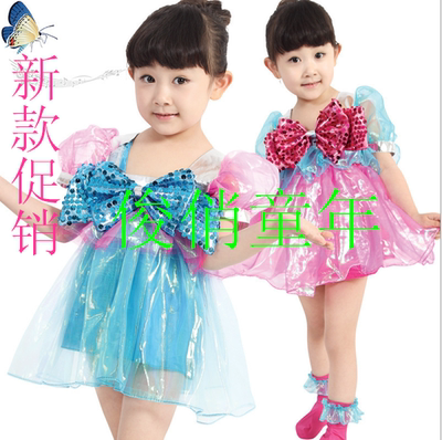 儿童舞蹈裙蝴蝶结纱裙装 幼儿园女童表演服装 舞蹈服装新款公主裙