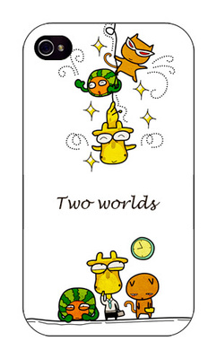 长颈鹿但丁浮雕磨砂iPhone4苹果手机壳iphone4S手机壳-两个世界