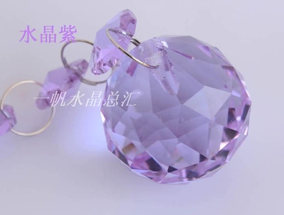 水晶紫色球K9一级水晶球吊坠 灯饰球水晶珠子散珠批发DIY水晶灯配