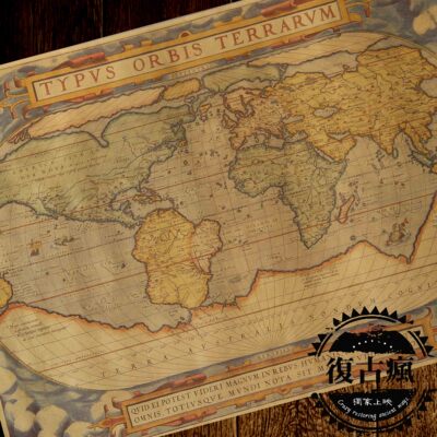复古怀旧牛皮纸海报全球魔法老地图航海地图咖啡馆酒吧办公室装饰