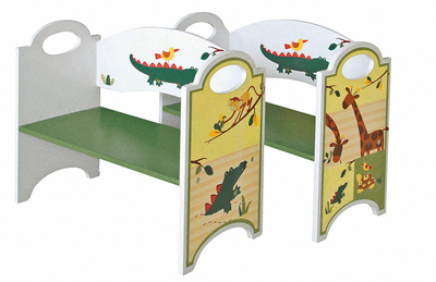 小木郎儿童多功能家具可层叠书架鞋架层架置物架玩具架儿童靠背椅