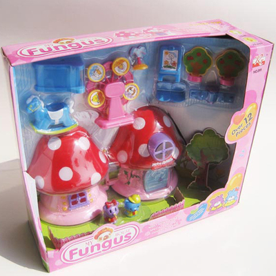 正品益智娃娃过家家玩具屋拼装别墅房套装儿童男女孩生日礼物蘑菇