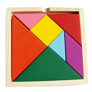 彩色七巧板智力拼图 木制拼板宝宝早教玩具益智儿童玩具比赛专用