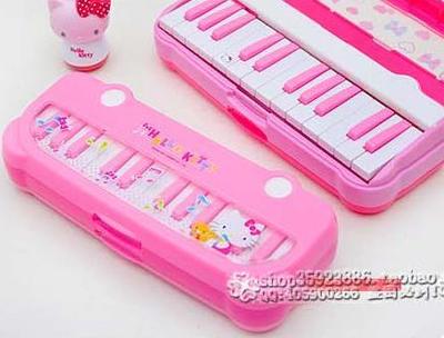 韩国 Hello Kitty 文具盒/铅笔盒 KT 口风琴 练习肺活量手指灵活