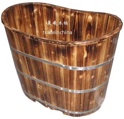 80高110长炭化木盆成人沐浴桶泡澡桶木质浴缸洗澡桶木桶木浴盆