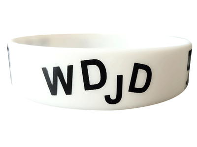 WSAL-04-WT(WDJD)白色图文宽手环 大码成人尺寸基督教基督礼品批