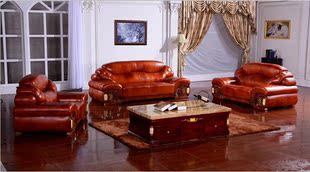 大户型头层牛皮沙发821客厅组合沙发 欧式真皮沙发 实木厚皮沙发