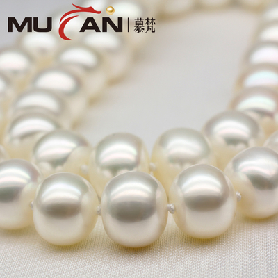 慕梵感恩天然淡水珍珠项链9-10mm白色强光送妈妈正品 送珍珠耳钉