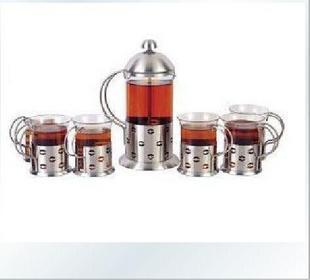 经典欧洲风格法式茶具冲茶器玻璃茶具茶壶套装7件套600毫升