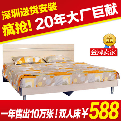 瑞信家具现代简约卧室家具板式双人床实木1.5米双人床可带储物床