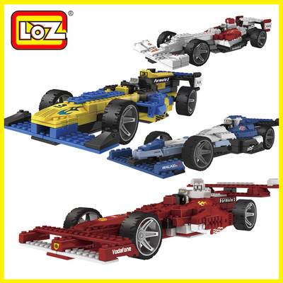 德国LOZ 钻石小颗粒拼装拼插积木F1赛车方程式车模儿童益智玩具