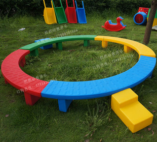 感统训练器材 幼儿园平衡木 圆形塑料S独木桥 亲子园 儿童平衡木