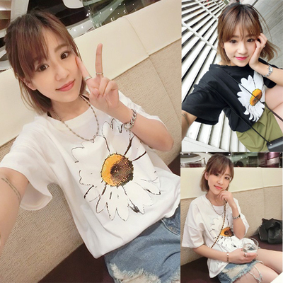 1116#韩国夏季新款女装超美小花朵小雏菊大爱棉质短袖百搭T恤