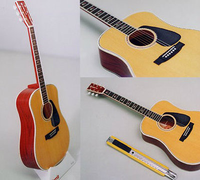 手工DIY 益智玩具 逼真乐器摆件 吉他 摆设 3D立体拼装纸模型