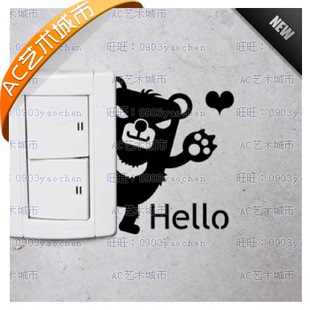 hello小熊◆特价墙贴暴力熊卡通DIY随意贴玻璃 笔记本本开关贴