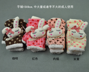 韩版保暖时尚可爱卡通兔子手套 毛绒儿童手套 半指手套