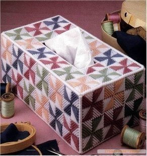 粗毛线丝光棉线可选-立体十字绣大风车纸巾盒 丝光线有剪裁剪板