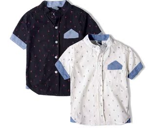 2014夏季新款童装批发儿童长袖衬衣纯色男童纯棉衬衫 宝宝长短袖