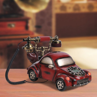 欧式创意红汽车电话座机古董电话机美式复古时尚仿古电话固定电话