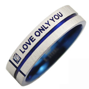 唯一蓝色戒指男士霸气钛钢日韩版个性时尚潮男食指单身指环装饰品