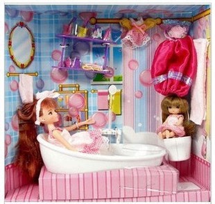 乐吉儿芭比娃娃洗澡玩具 梦幻迷你浴室配浴缸H22C仿真过家家彡