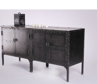 美式LOFT风格 铁艺框架餐具柜书柜铆钉复古铁柜 斗柜资料柜储物柜