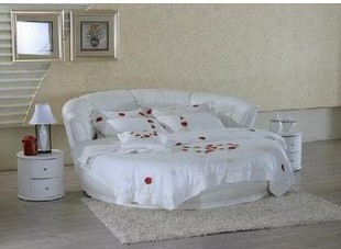 皮艺圆床 双人床 时尚 婚床 欧式软床 软床床品 定制 圆形床