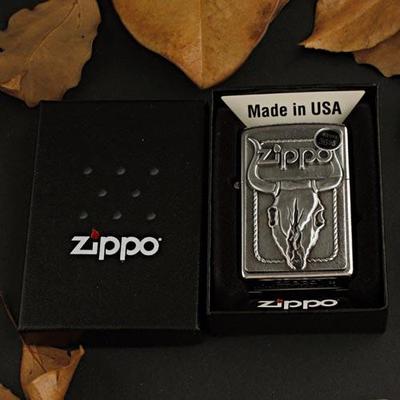 美国原装正品 ZIPPO打火机 美版贴章 公牛头骨/20286 专柜正版ZP